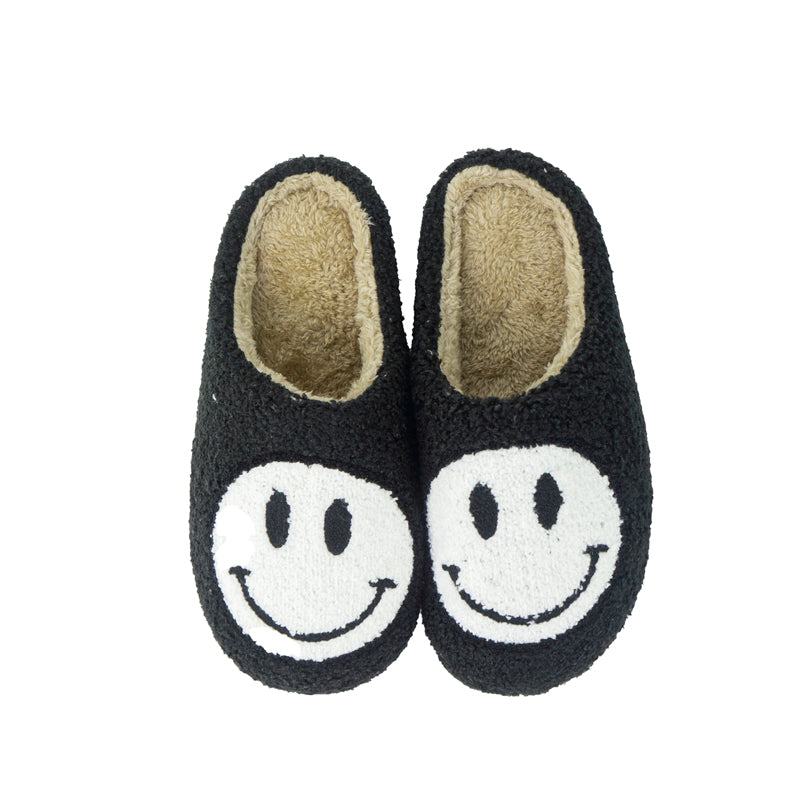 Black/White Smiley Slippers