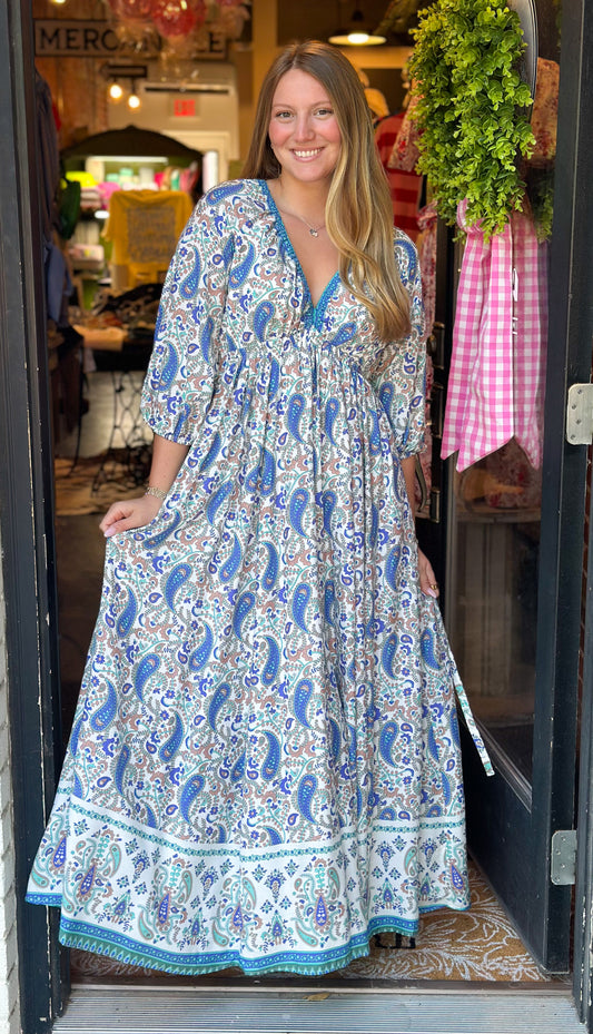 Preppy Paisley Maxi Dress