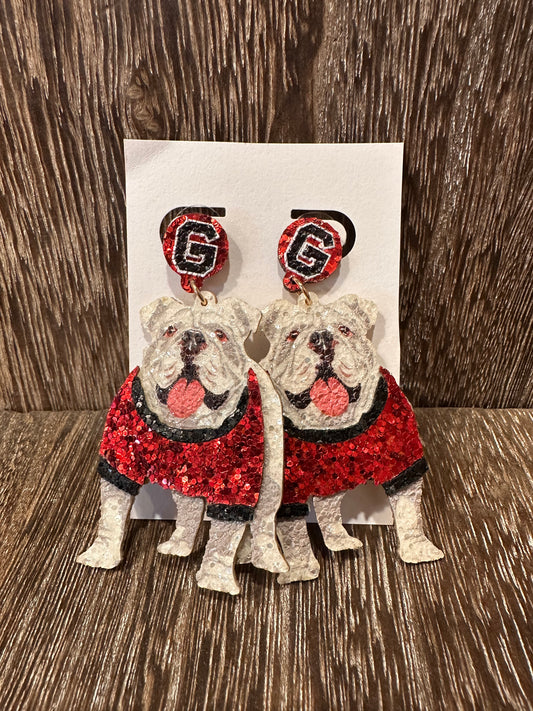 Glitter UGA Bulldog Earrings