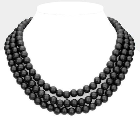Touchdown Beaded Necklace (Black)