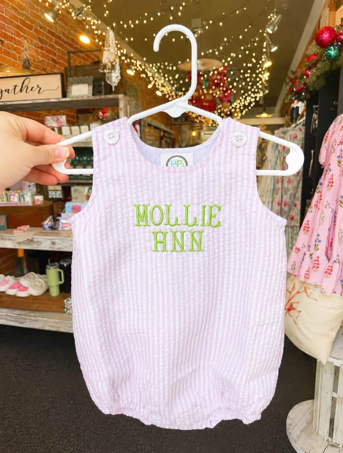 Monogrammed Seersucker Bubble