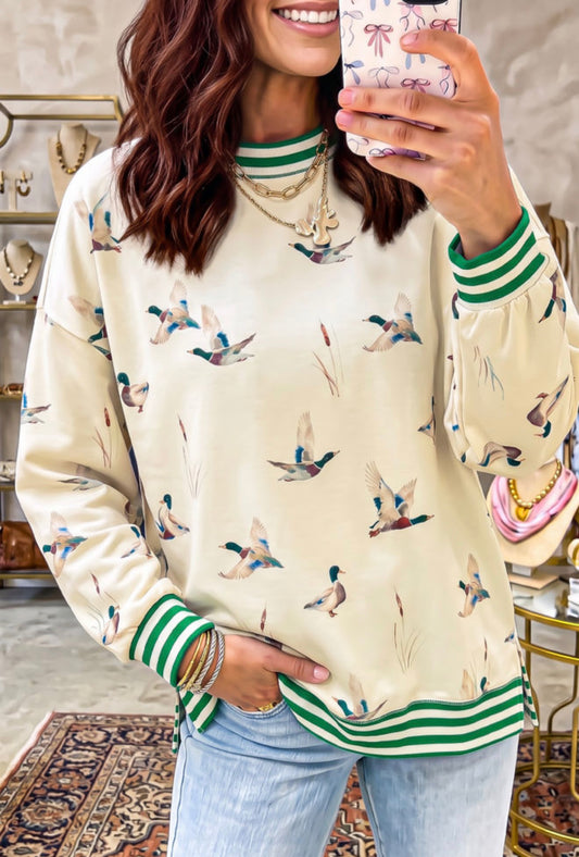 Mallard Duck Mock Neck Sweatshirt