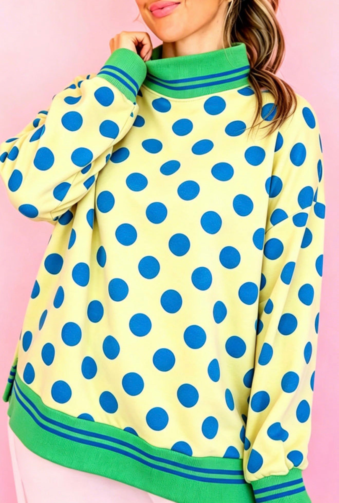 Dotted Mock Neck Sweatshirt
