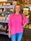 Preppy Pink Oversized Ribbed Top