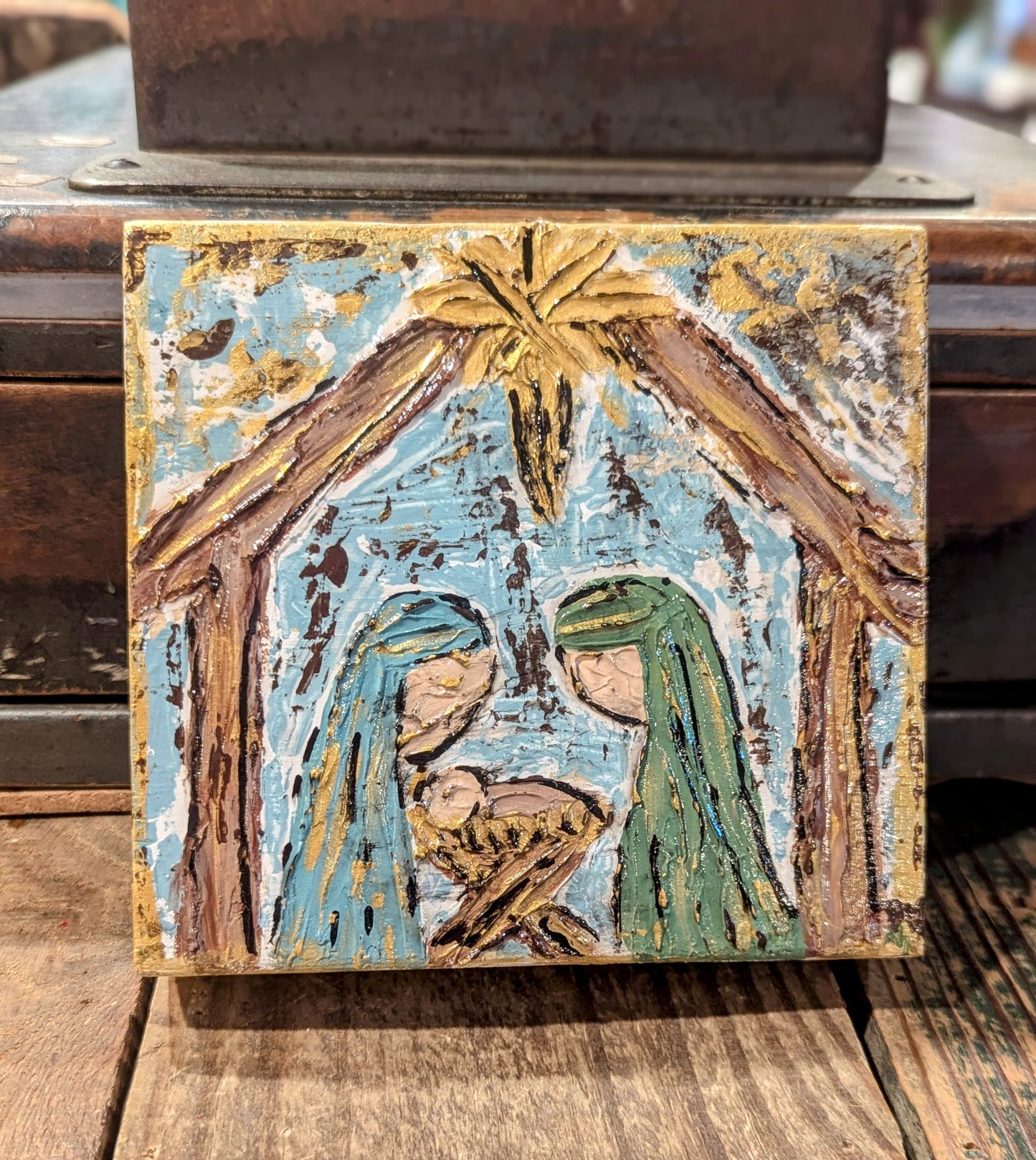 Away in a Manger Textured Block