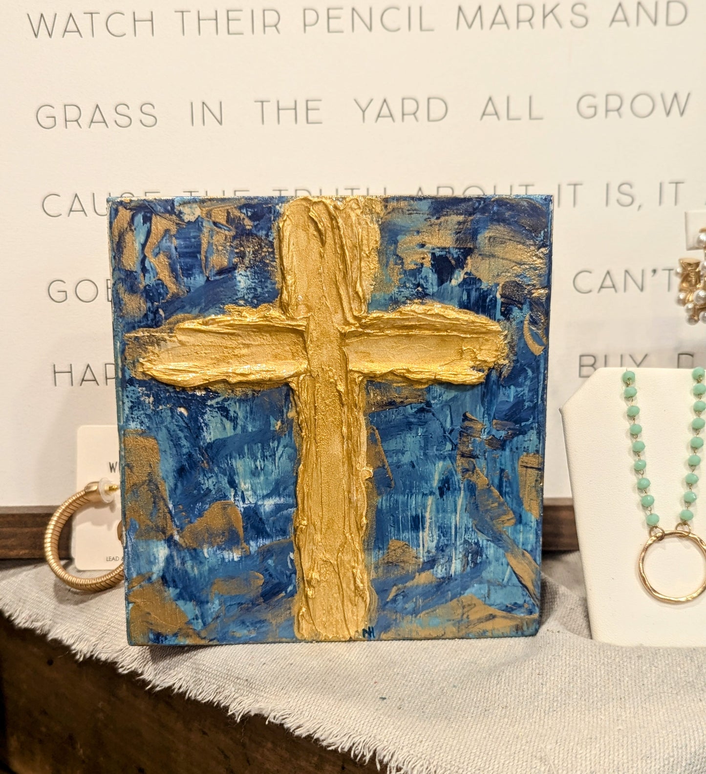 Living Hope Cross Textured Block