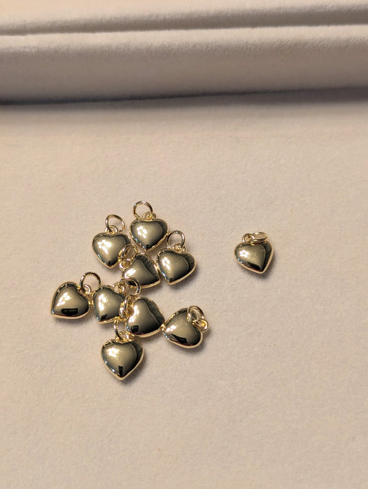 Gold Puff Heart Charm