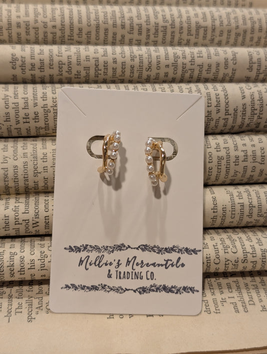 Double Pearl Hoops