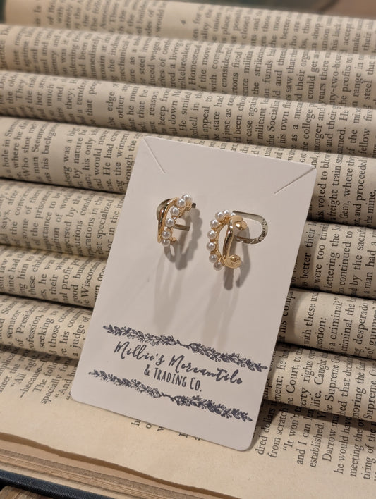 Double Pearl Hoops