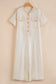 Beige Half Placket Chest Pockets Short Sleeve Wide Leg Jumpsuit