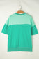 Bright Green Contrast Color Patchwork Half Button T Shirt