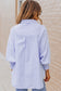 Sky Blue Smocked Cuffed Striped Boyfriend Shirt with Pocket