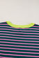 Green Contrast Trim Exposed Seam High Low Stripe T Shirt