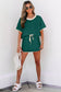 Evergreen Colorblock Edge Drop Shoulder T Shirt and Skort 2Pcs Set