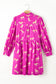 Rose Cheetah Print Drawstring Tunic Shirt Dress