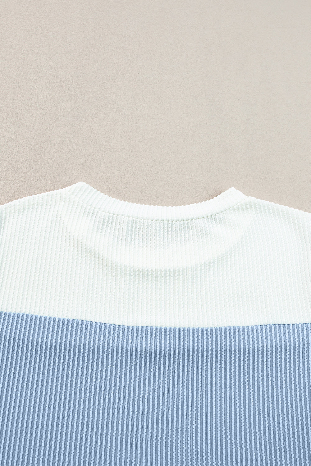 Light Blue Rib Textured Colorblock T Shirt