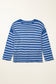 Sky Blue Stripe Drop Shoulder O Neck Plus Size Sweater