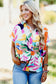 Multicolour Abstract Leafy Print Short Sleeve Shirt