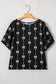 Black Bow Print Puff Short Sleeve Top