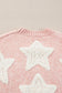 Pink Sherpa Star Pattern Textured Sweater Cardigan with Pockets