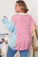 Multicolour Striped Exposed Seam Colorblock Patchwork Plus Size Sweater