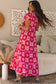 Strawberry Pink Geo Print V-neck Maxi Dress