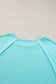 Light Blue Ribbed Exposed Seam Casual Plus Size T Shirt