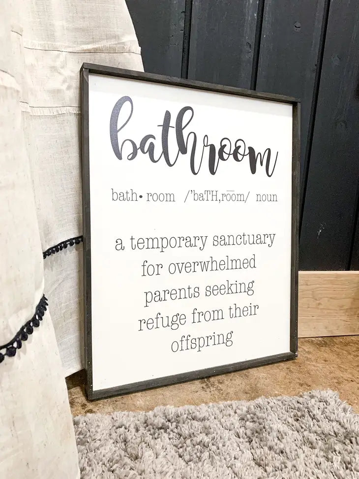 Bathroom Wood Sign