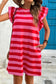Red Stripe Flutter Sleeve Round Neck Shift Dress