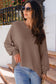 Coffee Waffle V Neck Long Sleeve Drop Shoulder Loose Blouse