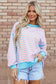 Pink Stripe Contrast Trim High Low Pullover Tunic Sweatshirt