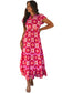 Strawberry Pink Geo Print V-neck Maxi Dress