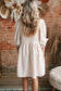 White Textured Ruffled Puff Sleeve Loose Dress