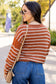 Brown Stripe Drop Shoulder Casual Sweater