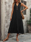 Decorative Button Notched Sleeveless Dress