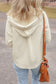 Apricot Textured Buttoned Neckline Side Pockets Hoodie