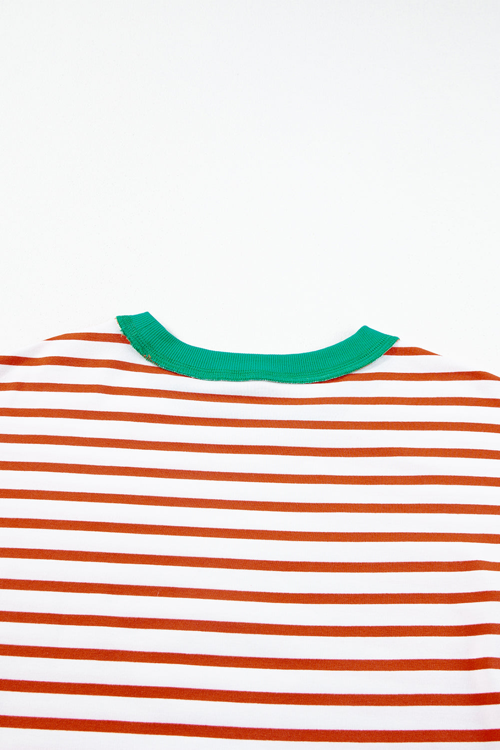 Orange Stripe Oversized Contrast Trim Exposed Seam High Low T Shirt