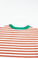 Orange Stripe Oversized Contrast Trim Exposed Seam High Low T Shirt