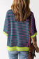 Green Contrast Trim Exposed Seam High Low Stripe T Shirt