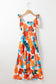 Orange Floral Self Tied Straps Smocked Bust Maxi Dress