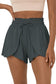 Dark Grey Frilly High Waist Petal Wrap Swim Shorts