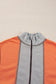 Light Grey Color Block Stitching Detail Half Zipper Sweatshirt