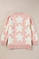 Pink Sherpa Star Pattern Textured Sweater Cardigan with Pockets