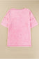 Strawberry Pink Mineral Wash Exposed Seam Drop Shoulder Oversized Tee