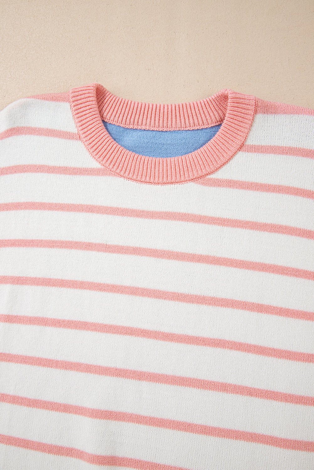 Pale Chestnut Colorblock Striped Drop Shoulder Cozy Sweater