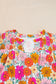 Multicolour Plus Floral Notched Neck Ruffle Sleeve Blouse