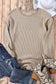 Khaki Solid Ribbed Knit Round Neck Pullover Sweatshirt