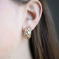 Lotus Chunky Quilted Metal Hoop Earrings in Worn Gold