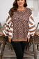 Khaki Leopard Striped Patchwork Plus Size Loose Sweatshirt