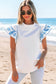 White Embroidered Ruffled Sleeve Frilled Collar Blouse